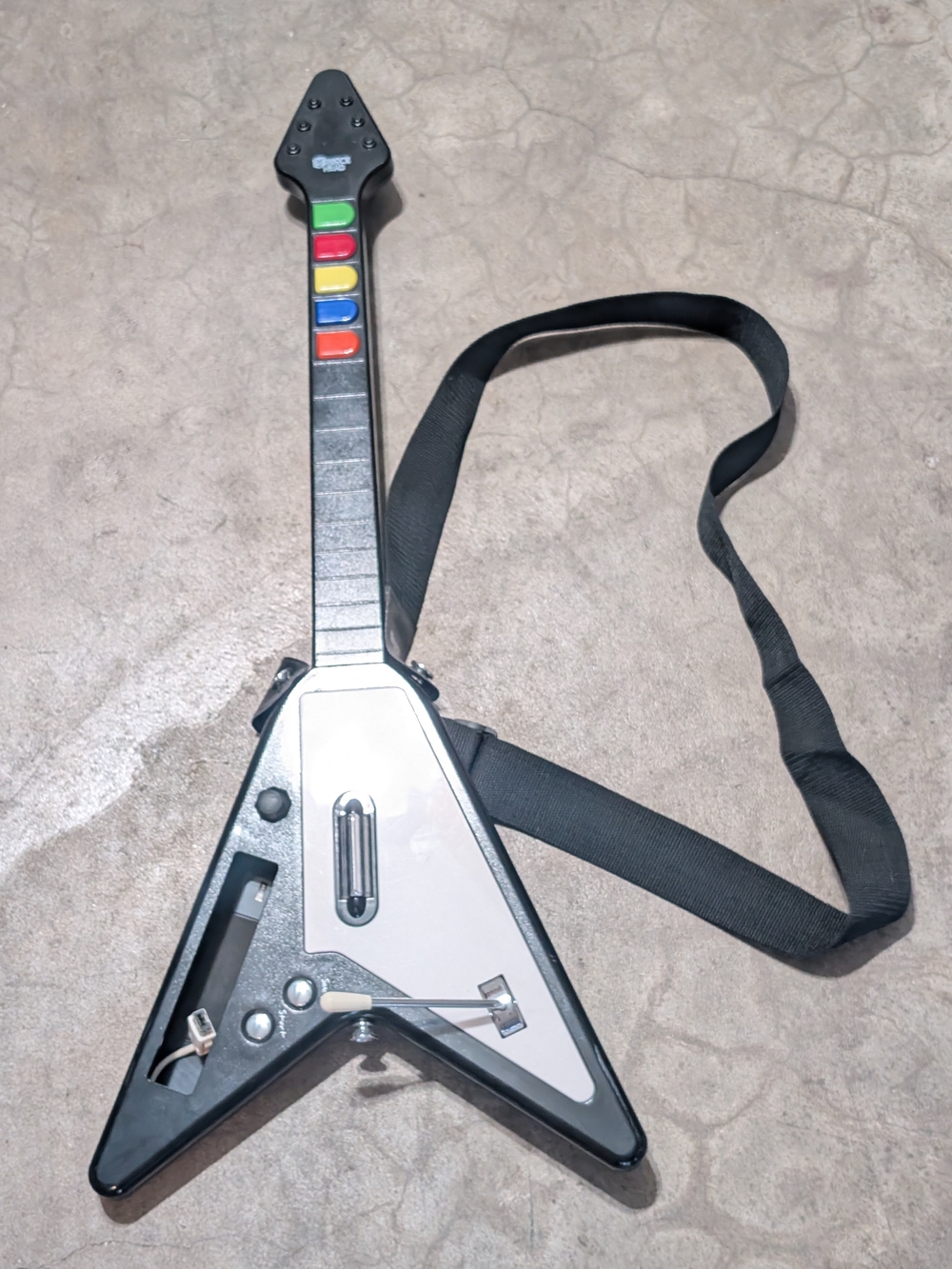 Wii Guitar Hero Flying V Black And White Guitar